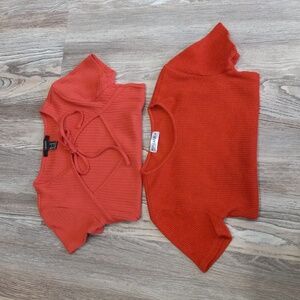 FOREVWR 21 TOP Bundle Orange One V-neck One Scoop Neck-line stretchy Size M